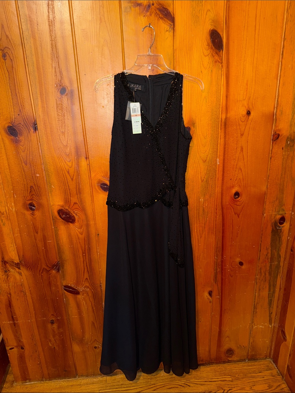 π€Gorgeous NWT Vintage JKara Black Beaded Maxi Dress